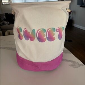 Sweet Canvas Storage Basket with Pink Base by Robyn Blair NEW